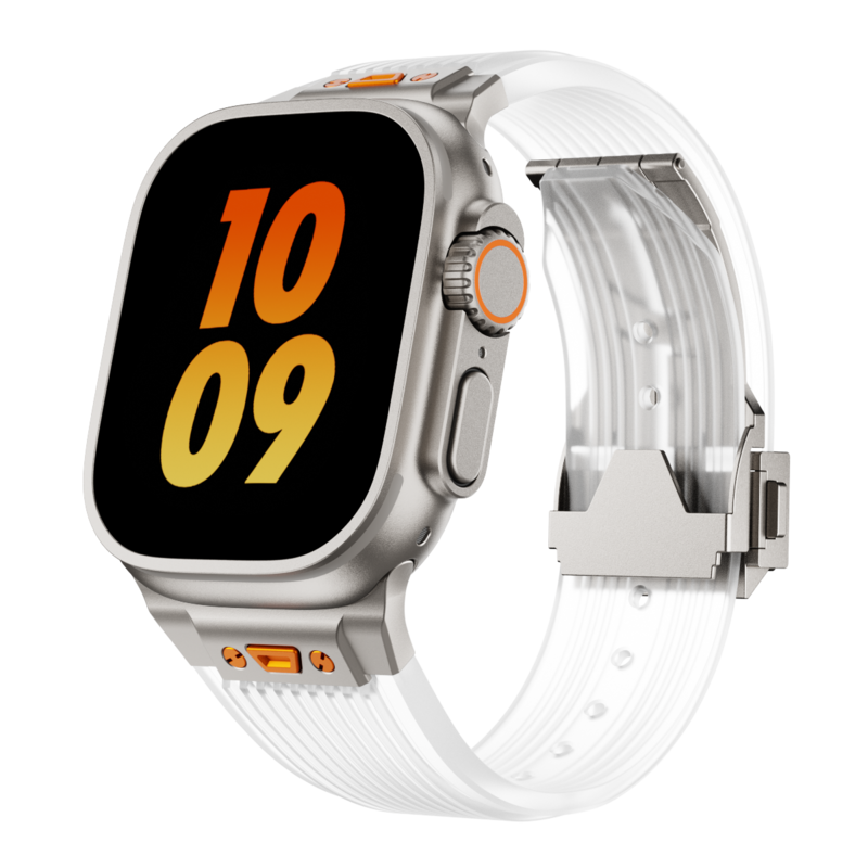 Cinturino RM in silicone trasparente per Apple Watch — Stile elegante da polso