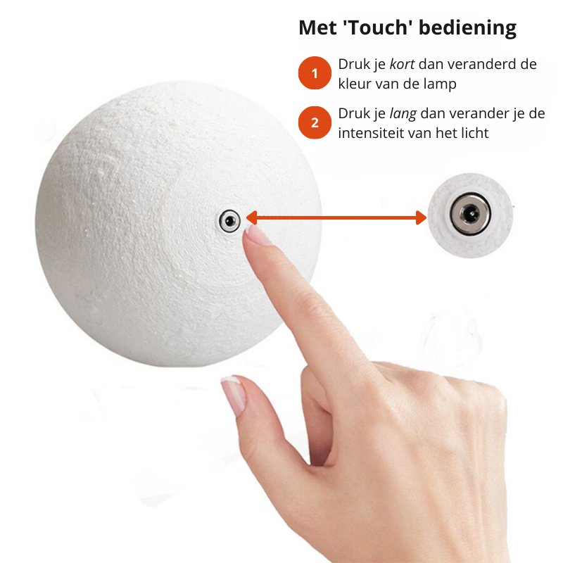 Candeeiro lunar com base de madeira – 16 cores e luminosidade regulável | livraina