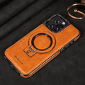 Coque iPhone LuxeLeather avec support métallique - prise magnétique, protection de l'appareil photo 9H