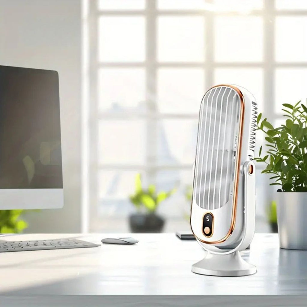 مروحة مكتب LumaBreeze صغيرة وهادئة قابلة لإعادة الشحن عبر USB - تبريد هادئ ومدمج