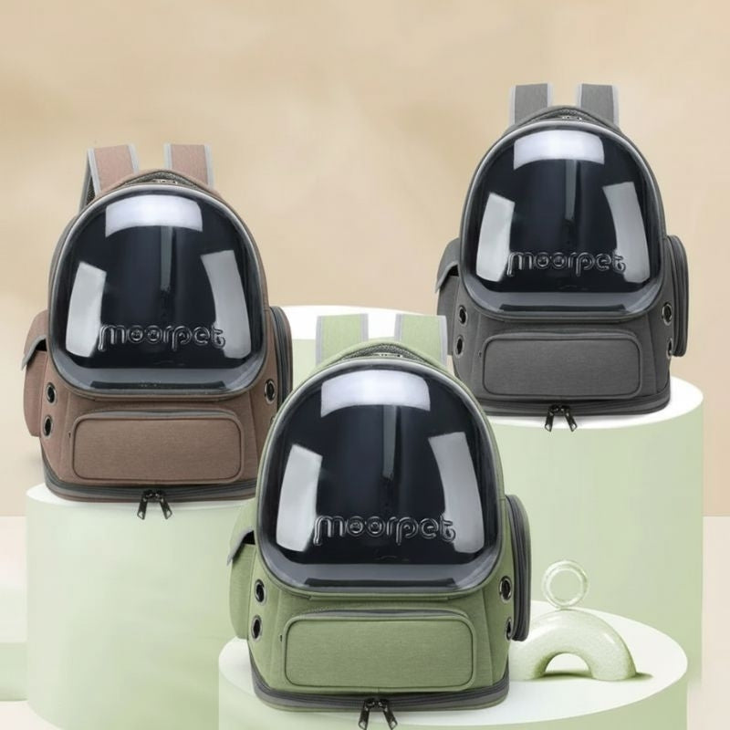 Mochila transportadora transparente para animais AeroPaw - Visibilidade de 360°, ventilada