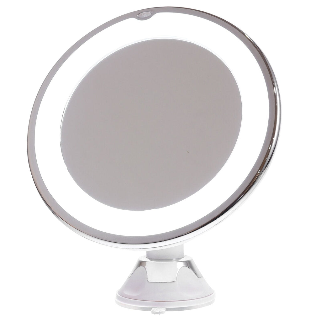 LED Magnifying Makeup Mirror — 10x Zoom, 360° Rotation