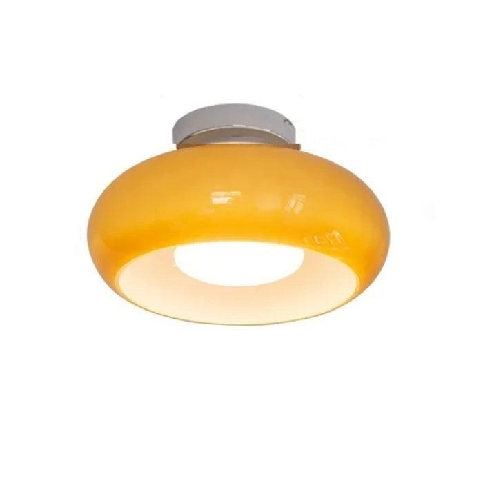 Retro oranžové polopřisazené stropní svítidlo Bauhaus ze skla do chodby | livraina