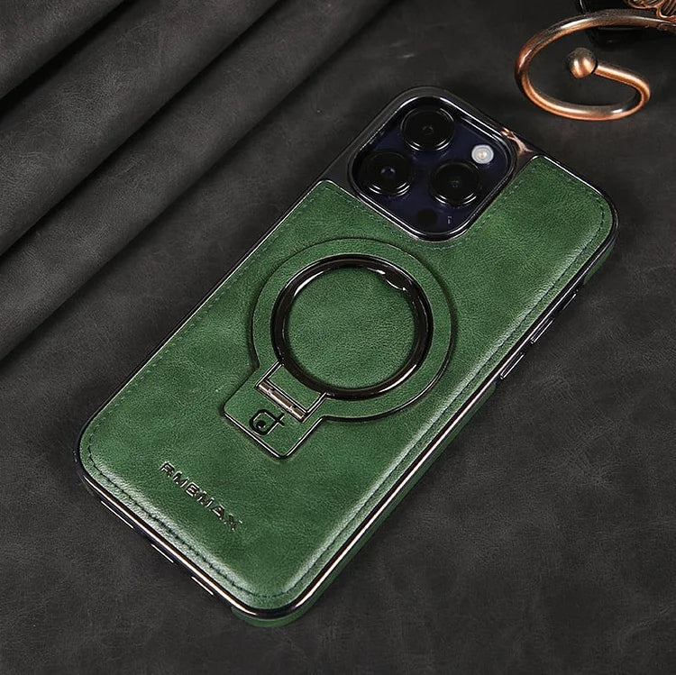 Coque iPhone LuxeLeather avec support métallique - prise magnétique, protection de l'appareil photo 9H