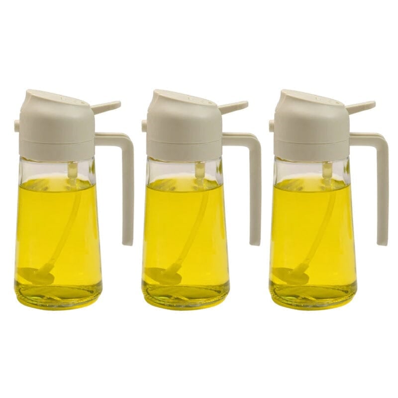 Γυάλινη συσκευή διανομής λαδιού 470ml — Διπλά καπάκια για ροή και ψεκασμό