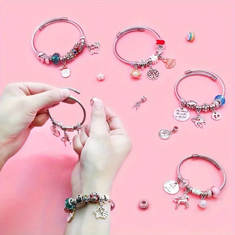 NovaCraft DIY-kit för berlockarmband — legeringspärlor och kristaller