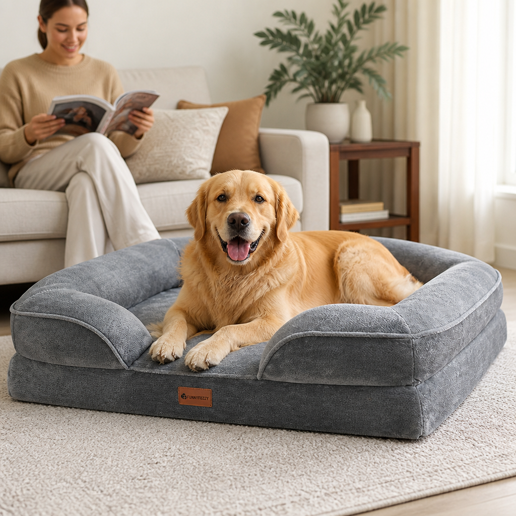 Orthopädisches, kuscheliges, waschbares und rutschfestes Hundebett | livraina