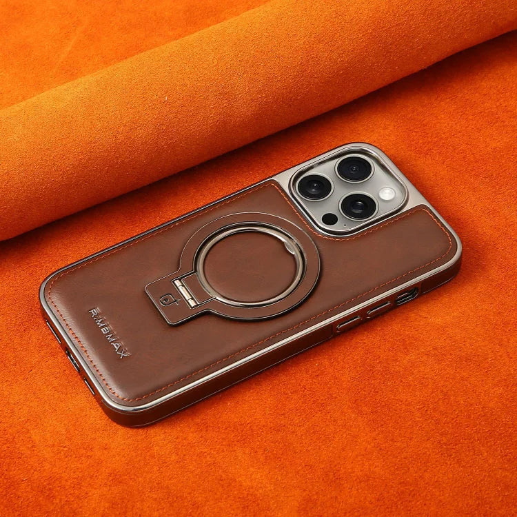 Coque iPhone LuxeLeather avec support métallique - prise magnétique, protection de l'appareil photo 9H