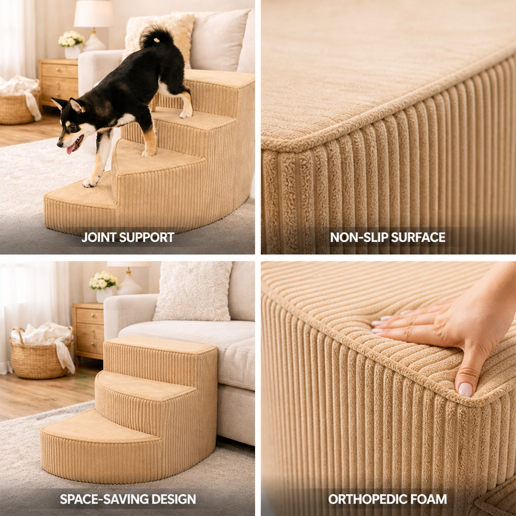 Orthopedic Non-Slip Foam Dog Stairs (Space-Saving) | livraina