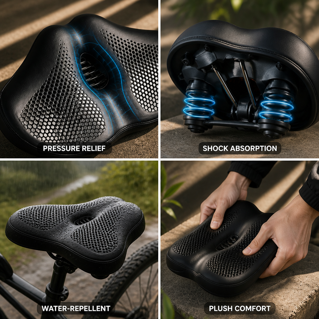 Sillín de bicicleta extragrande, sin punta y con doble resorte | livraina