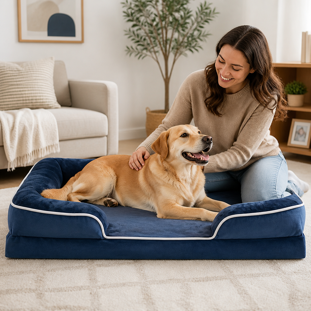 Cama ortopédica de espuma para perros con funda lavable (base antideslizante) | livraina