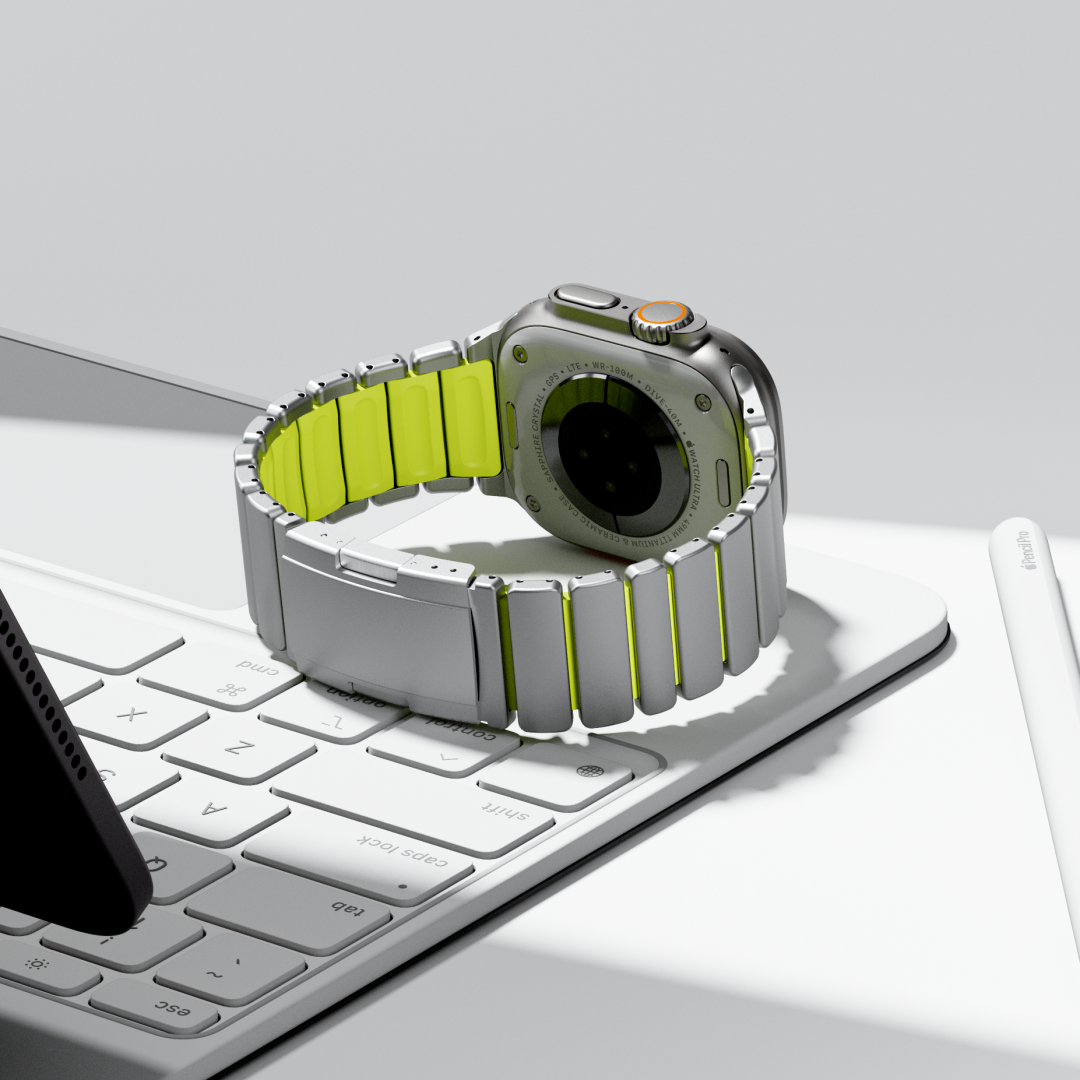 Curea GEMINI Titanium Band pentru Apple Watch Ultra — rezistentă la apă