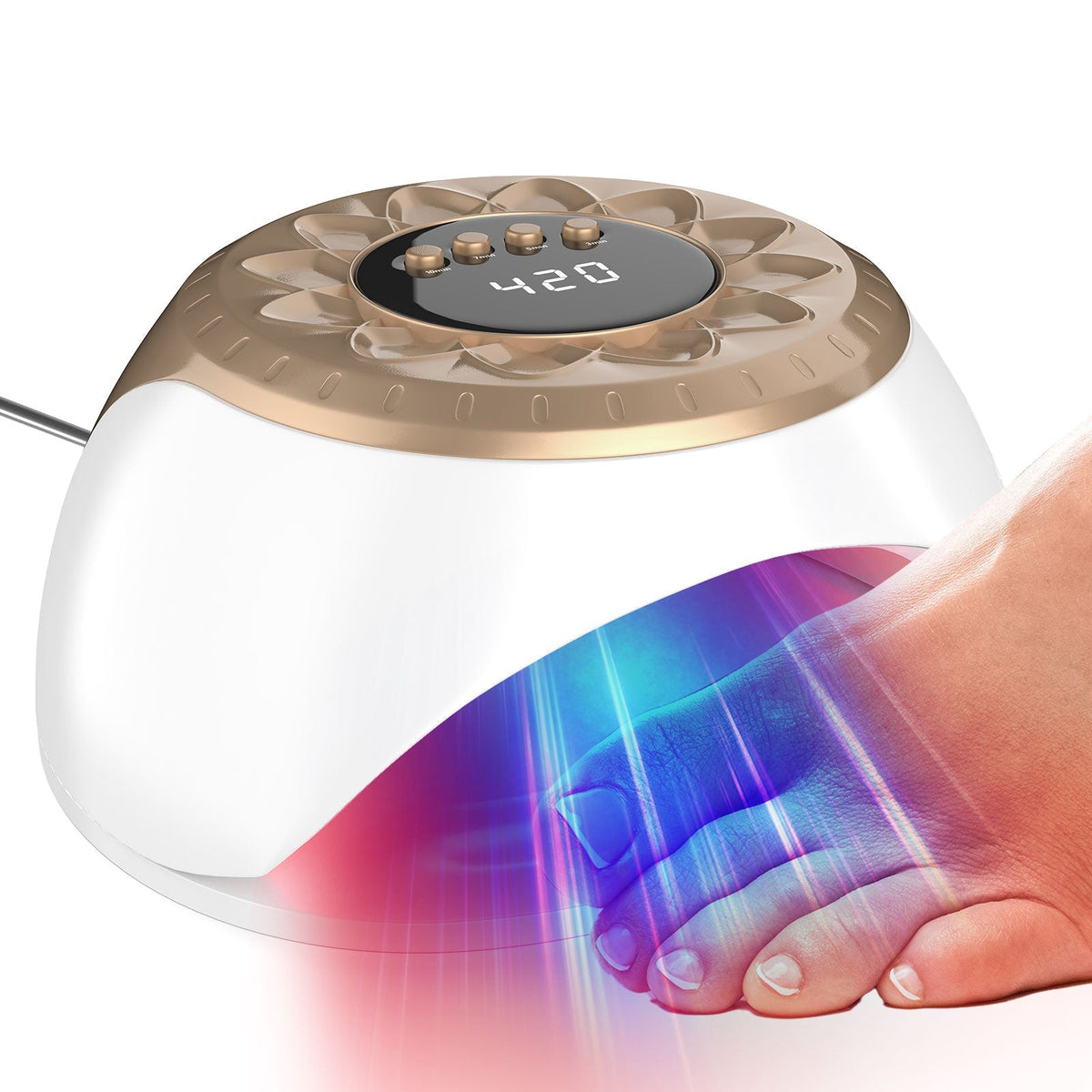 Aurora Gold-licht tegen nagelschimmel — behandeling van meerdere teennagels