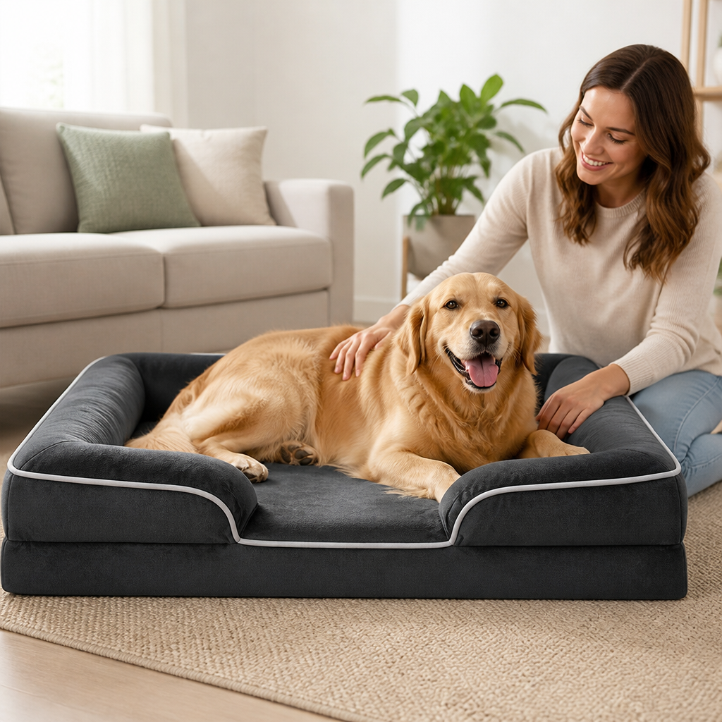 Cama ortopédica de espuma para perros con funda lavable (base antideslizante) | livraina