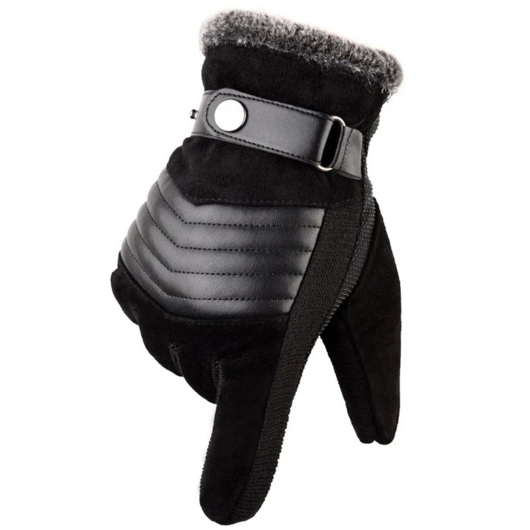 Men's Touch Screen Winter Gloves — Warmth, Genuine Leather Strap