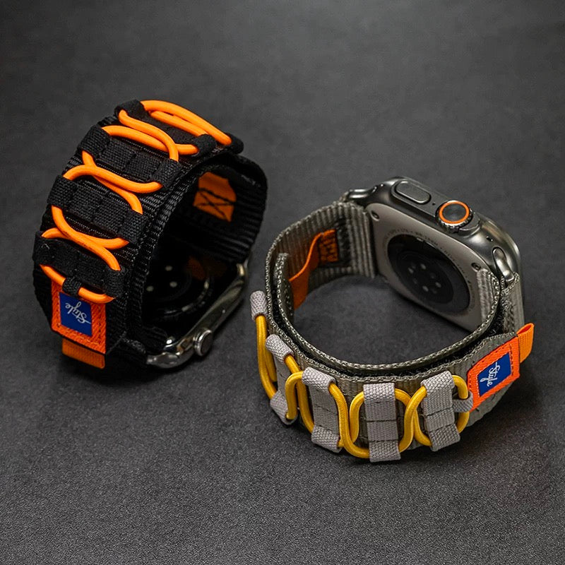 Designet, vevd nylonrem til Apple Watch — robust militærstil