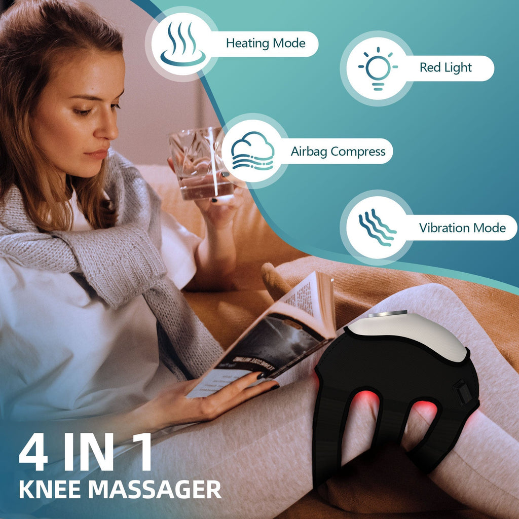 Masseur 4-en-1 pour genou arthrosique - Chaleur, air et lumière rouge
