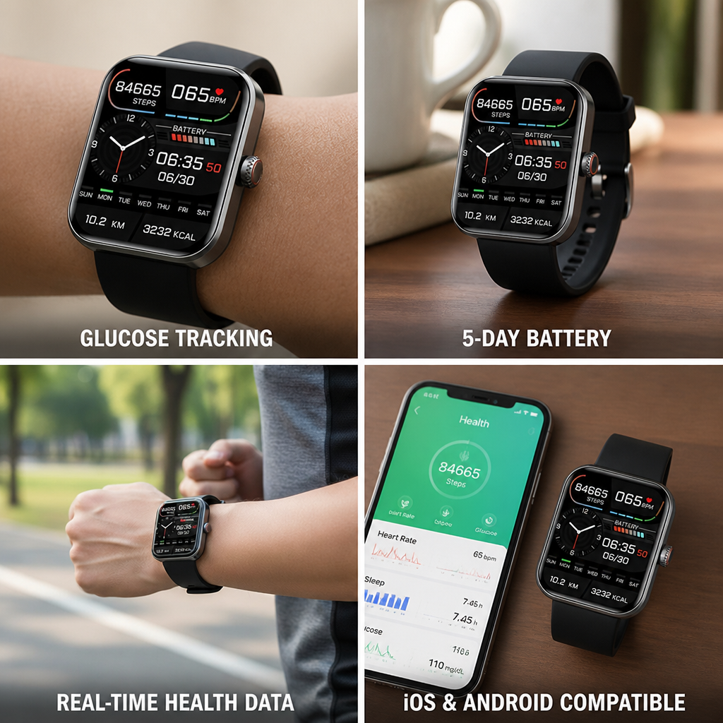 Non-Invasive Glucose Tracking & 5-Day Battery Smartwatch | livraina