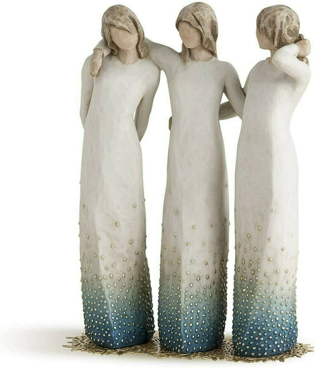 By My Side-handgeschilderd drieluikbeeldje — Sculptuur met verbonden figuren