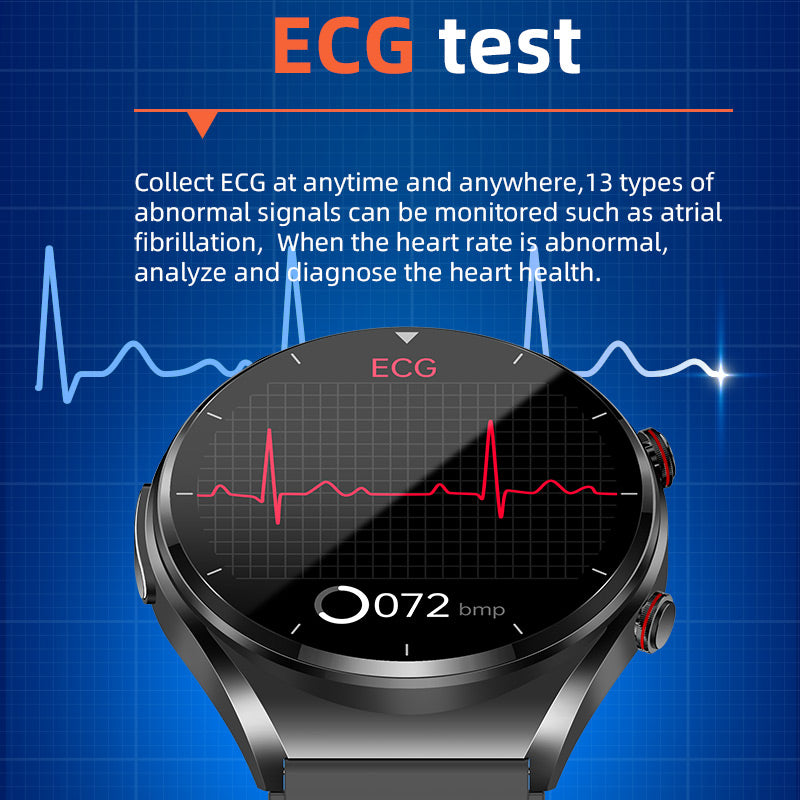 Relógio de saúde One-Click — açúcar no sangue, pressão arterial, ECG, HRV e frequência cardíaca