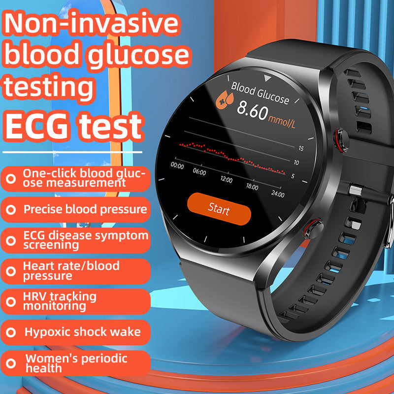 Relógio de saúde One-Click — açúcar no sangue, pressão arterial, ECG, HRV e frequência cardíaca