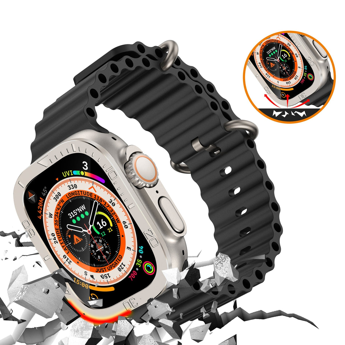 Skärmskydd i härdat glas för Apple Watch Ultra 49 mm, metallram