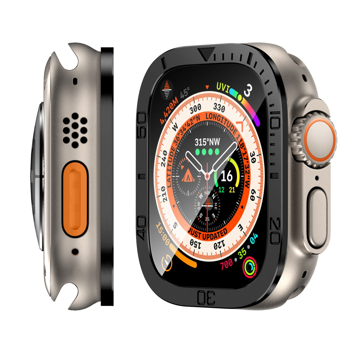 Skärmskydd i härdat glas för Apple Watch Ultra 49 mm, metallram