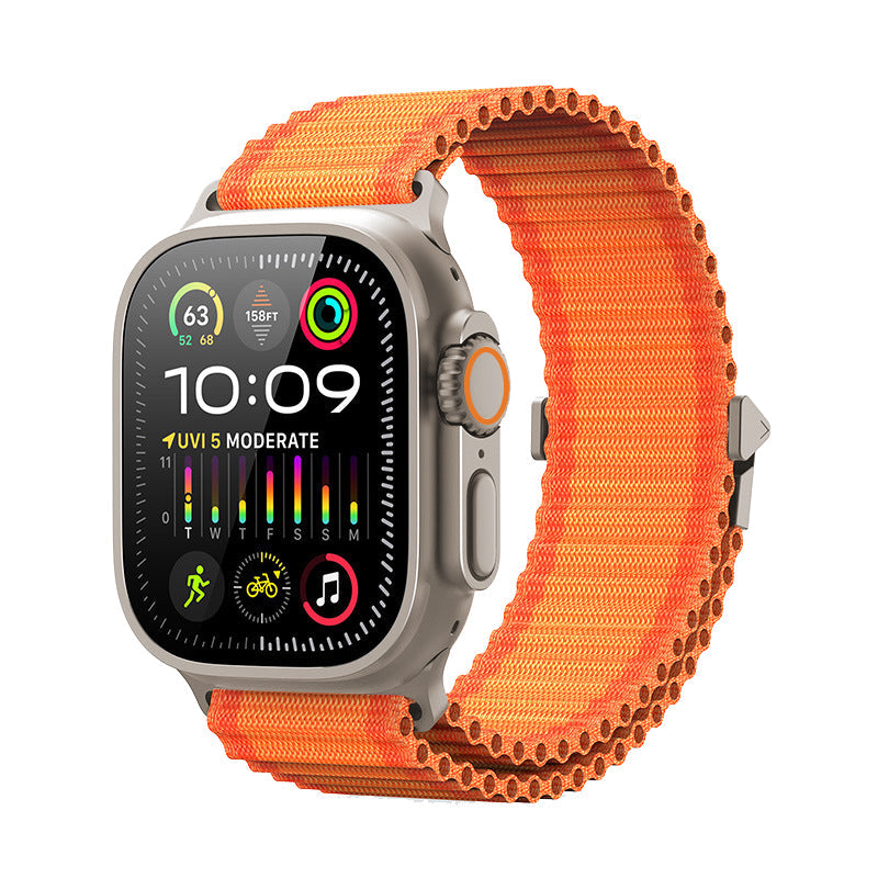 OFF-ROAD gewebtes Apple-Watch-Armband mit doppelter Lage, elastische Schnalle