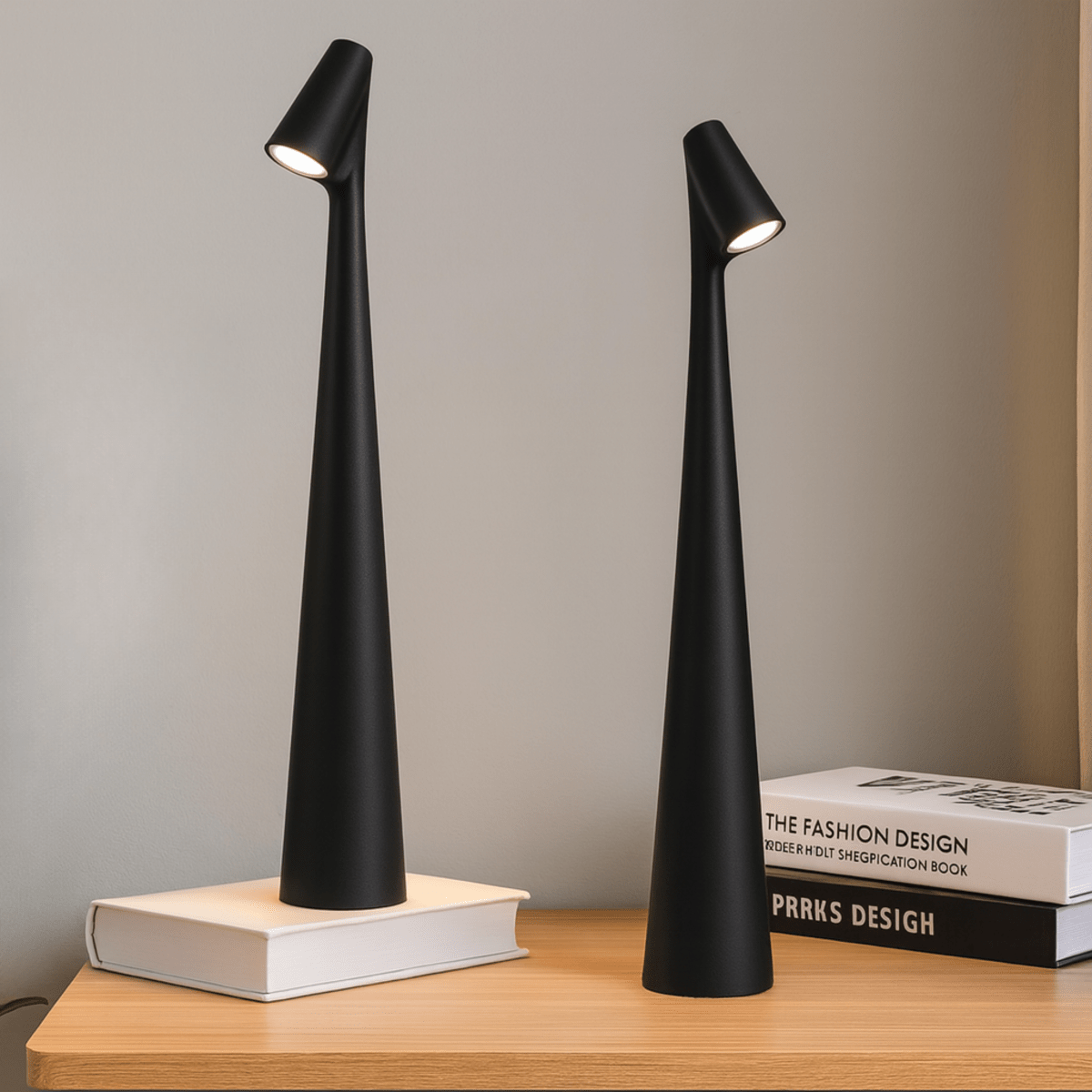 Genopladelig bordlampe i metal — stilfuldt ledningsfrit stemningslys