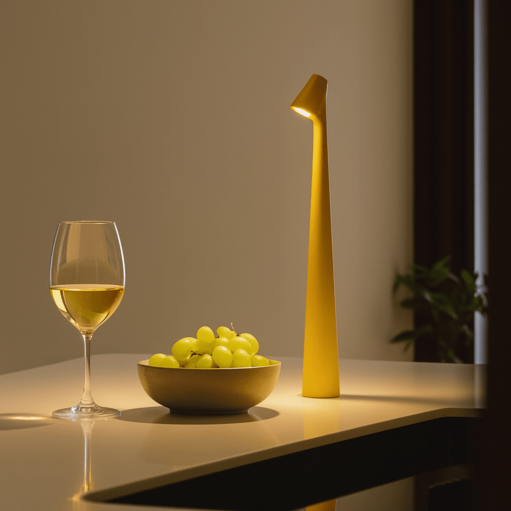 Genopladelig bordlampe i metal — stilfuldt ledningsfrit stemningslys