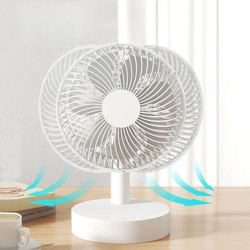 AeroNest kompakt asztali ventilátor — fehér, négy fokozat, halk motor, eltávolítható burkolat