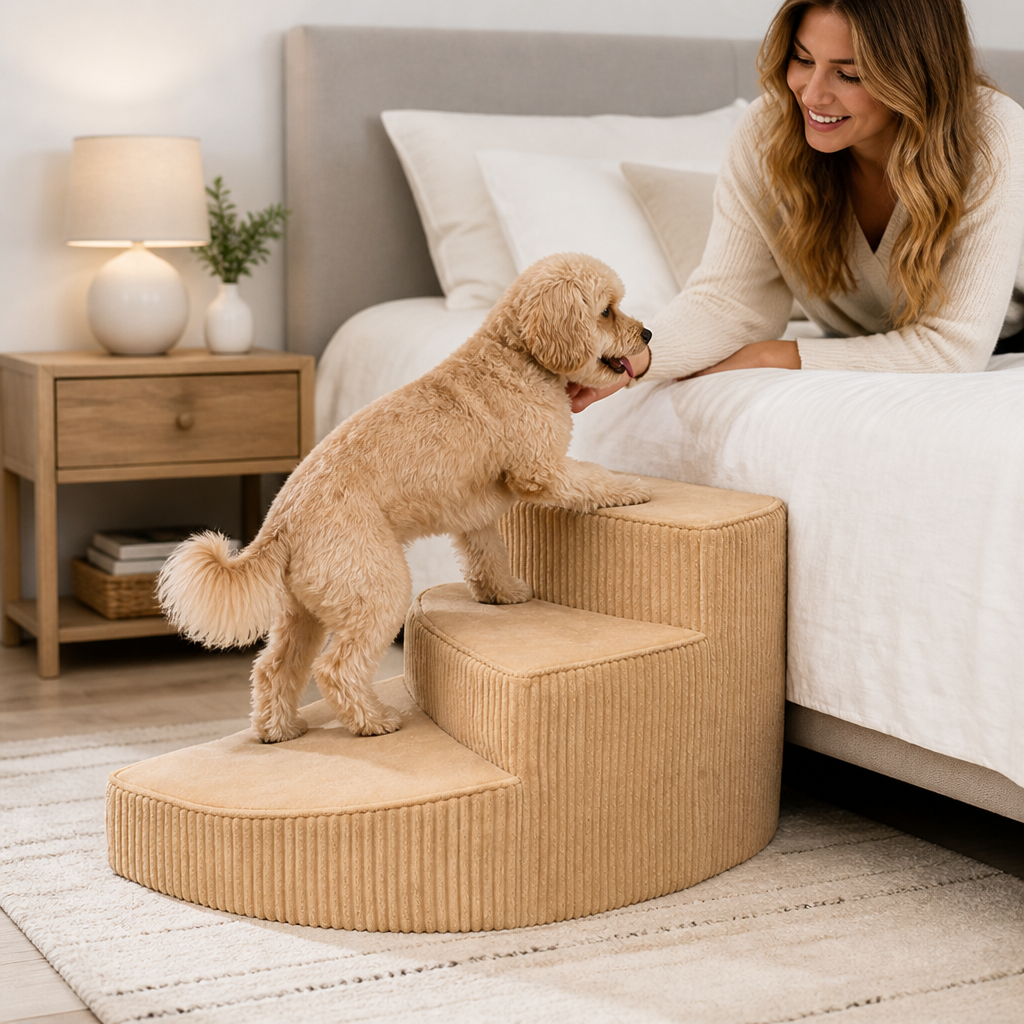 Orthopedic Non-Slip Foam Dog Stairs (Space-Saving) | livraina