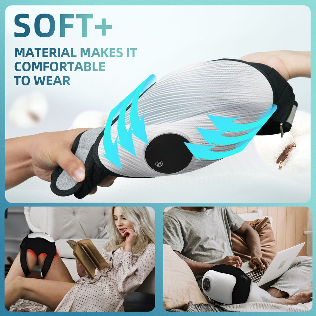 Masseur 4-en-1 pour genou arthrosique - Chaleur, air et lumière rouge
