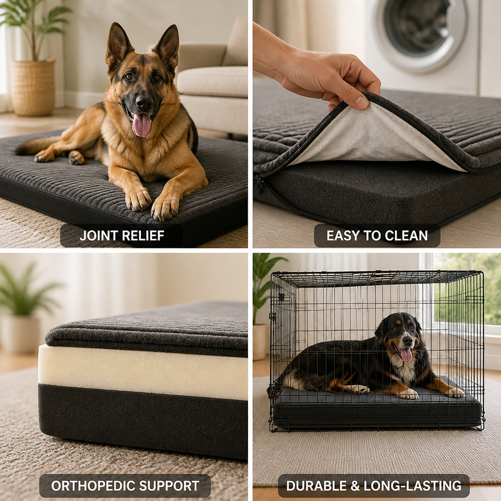 Orthopedisch hondenbed van traagschuim met twee lagen (groot, afneembare wasbare hoes) | livraina