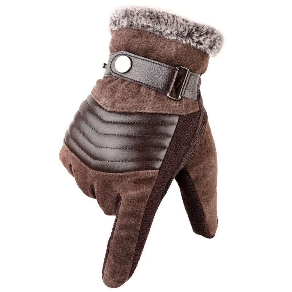 Men's Touch Screen Winter Gloves — Warmth, Genuine Leather Strap