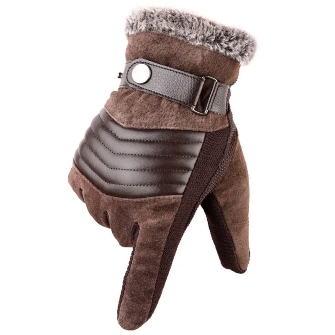 Men's Touch Screen Winter Gloves — Warmth, Genuine Leather Strap