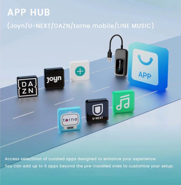 NovaLink vezeték nélküli CarPlay- és Android Auto-adapter — Beépített alkalmazásközpont