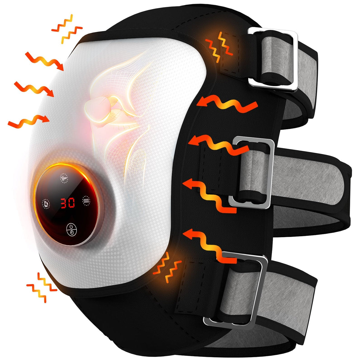Masseur 4-en-1 pour genou arthrosique - Chaleur, air et lumière rouge