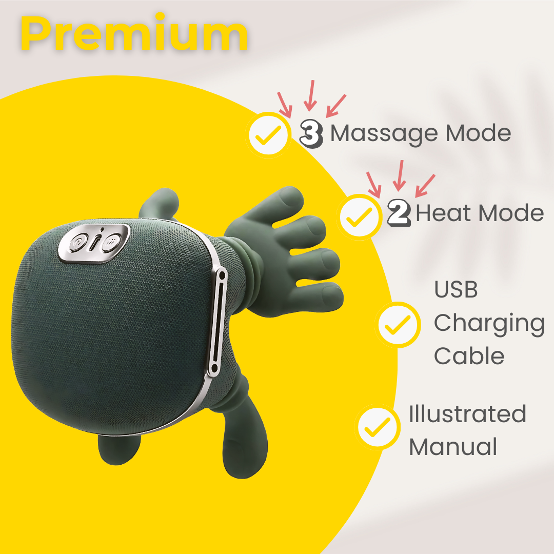 PulseFlex portabel handmassageapparat — värme, USB-uppladdningsbar