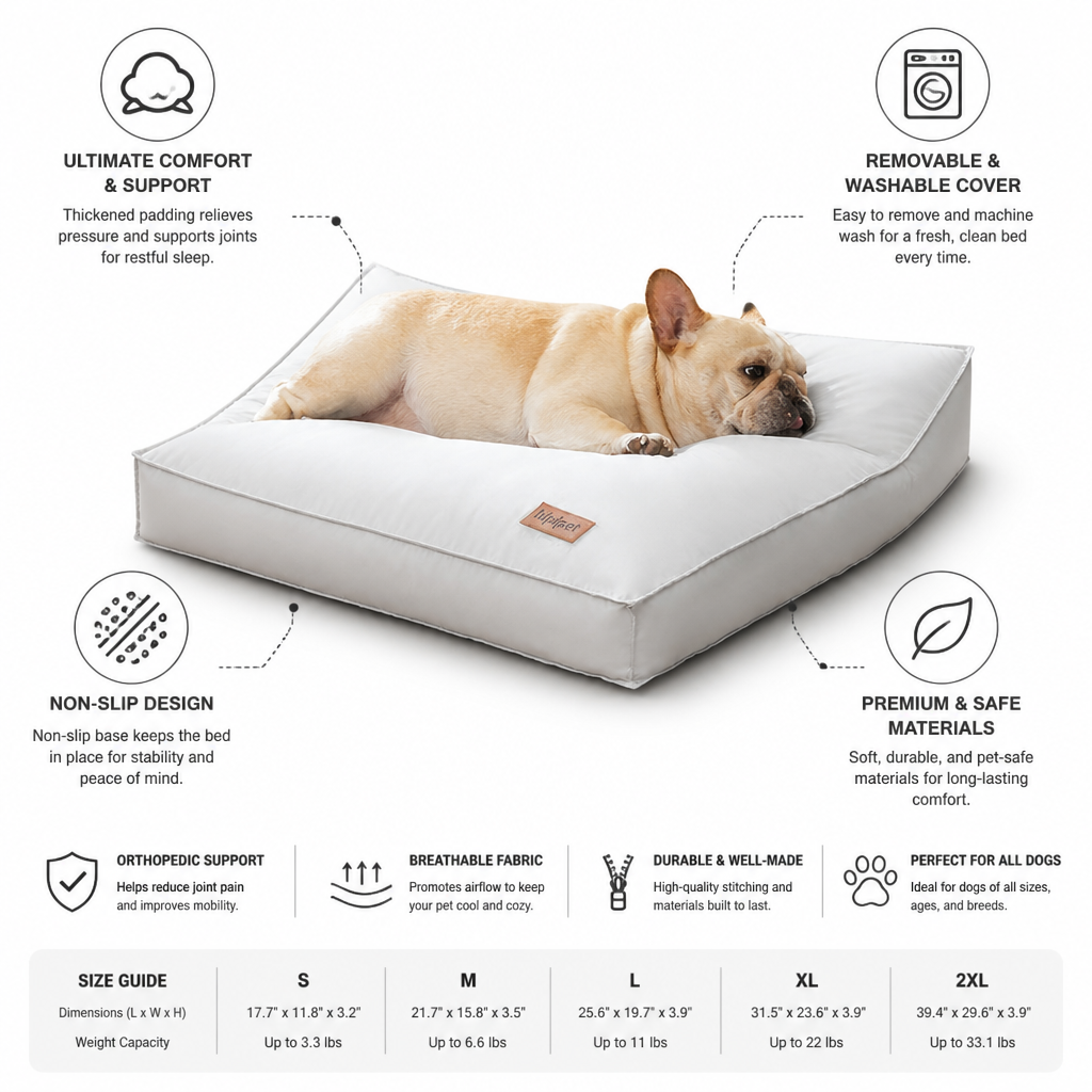Lit orthopédique moelleux pour chien (housse amovible et lavable) | livraina