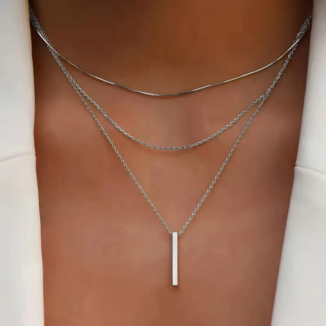 Axis Layered Necklace — Three-Tier Adjustable Bar Chains