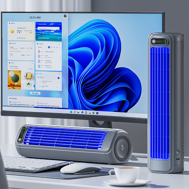 AirWave tragbare kabellose Klimaanlage — 12 Stunden Akkulaufzeit, kompaktes Design ohne Rotorblätter