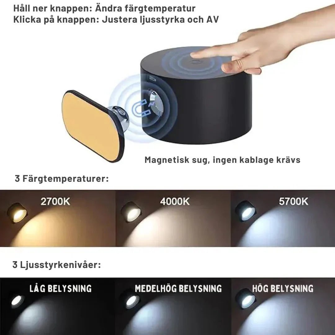 NordicLuma Vezeték nélküli falilámpa — Meleg fény, távirányító