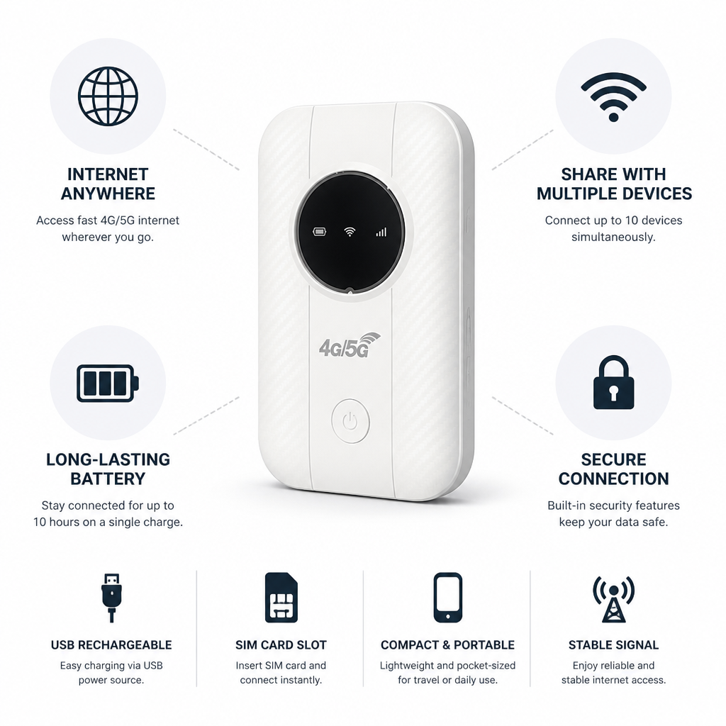 4G/5G USB dobíjecí WiFi hotspot router bez předplatného | livraina