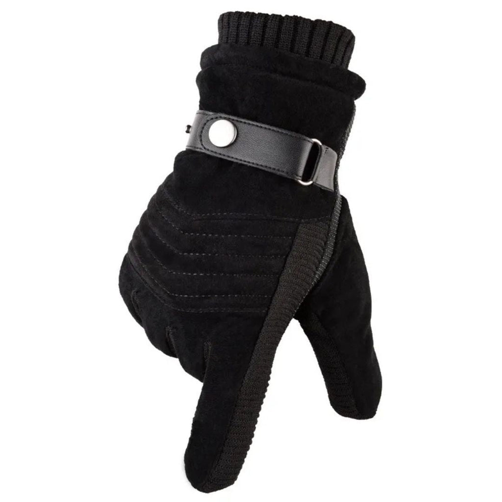 Men's Touch Screen Winter Gloves — Warmth, Genuine Leather Strap