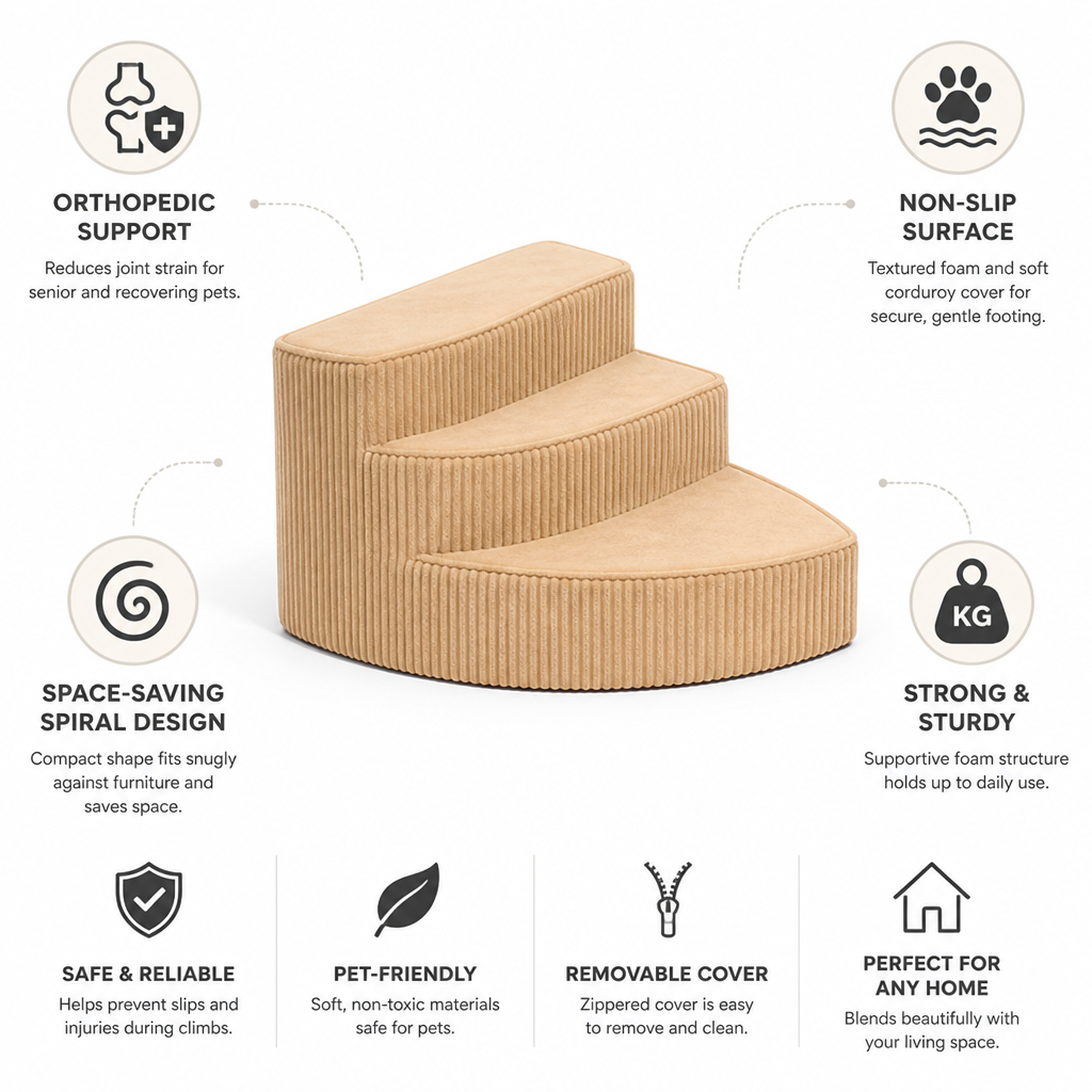 Orthopedic Non-Slip Foam Dog Stairs (Space-Saving) | livraina