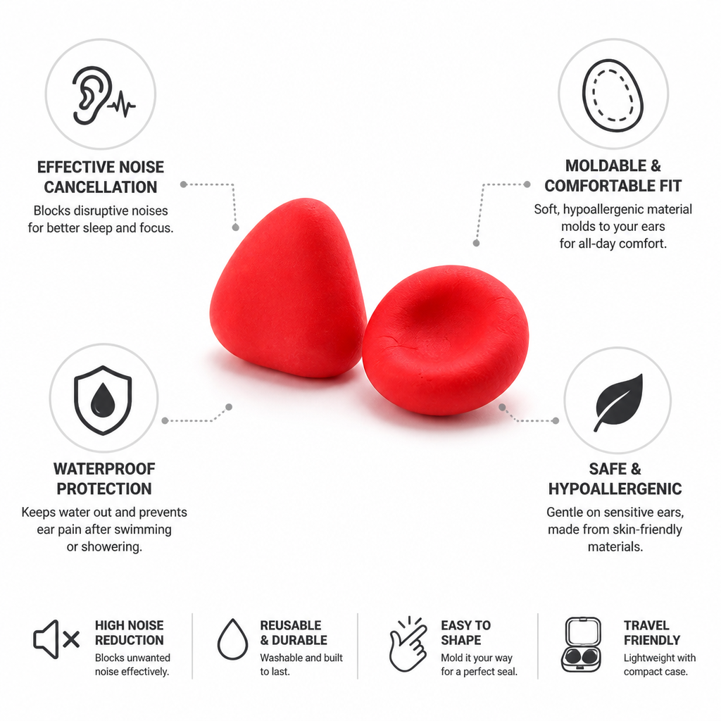 Noise-Cancelling Moldable & Waterproof Earplugs | livraina