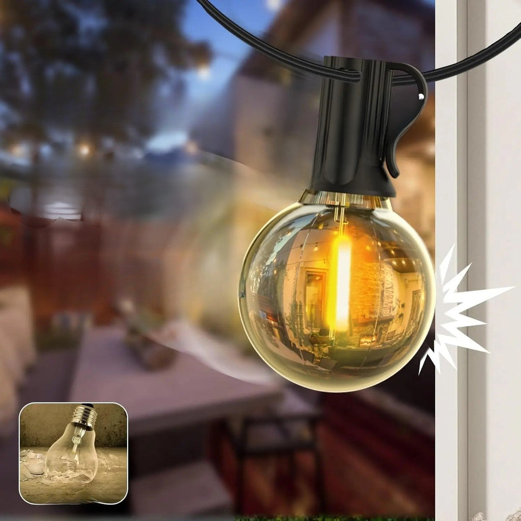 NovaGlow G40 nerozbitné LED žárovky na řetězu, teplá bílá