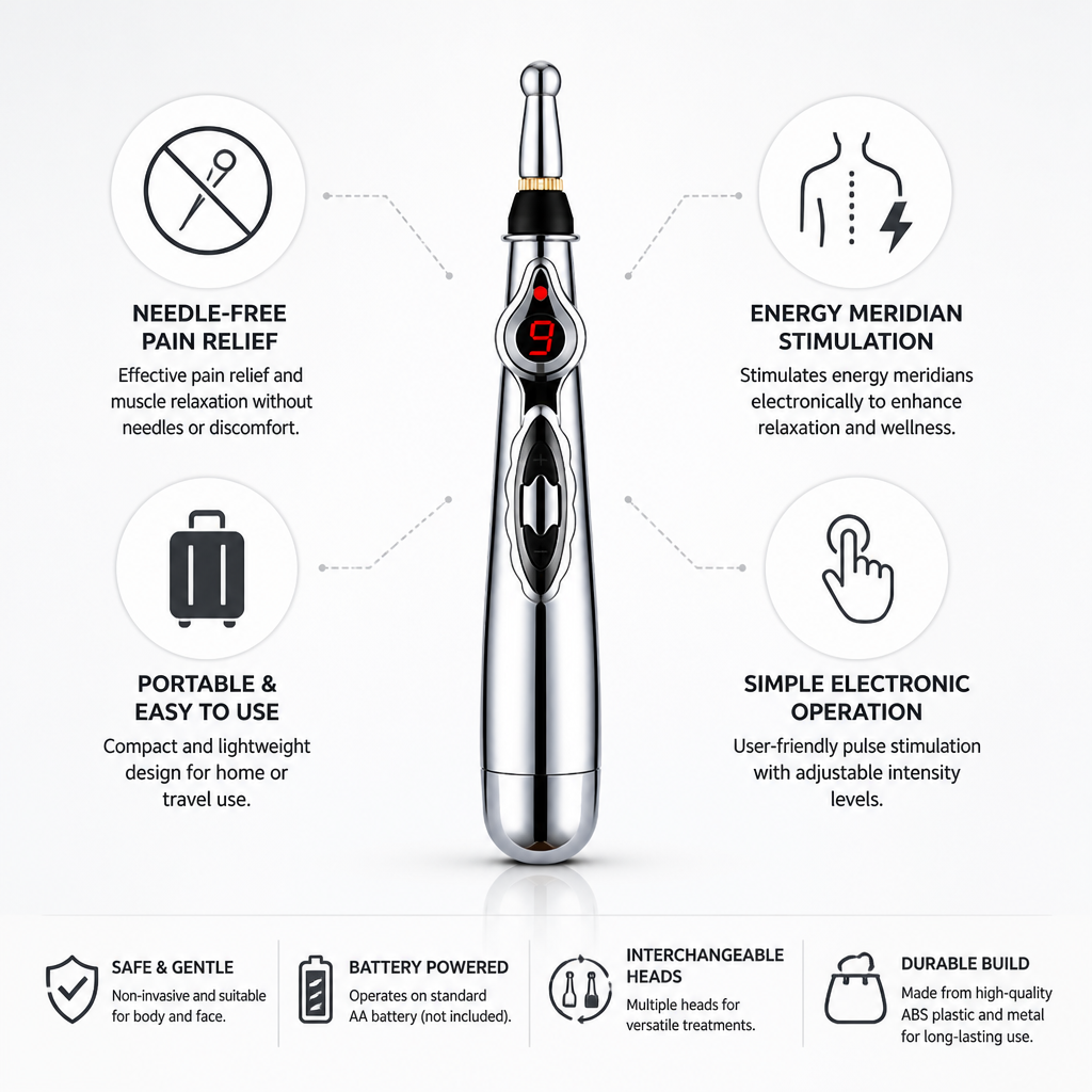 Needle-Free Electronic Acupuncture Pen (Interchangeable Heads) | livraina