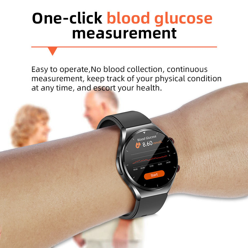 Relógio de saúde One-Click — açúcar no sangue, pressão arterial, ECG, HRV e frequência cardíaca